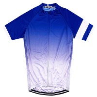 Bulk custom short-sleeved gradient blue cycling shirts Personally designed mountain biking moisture-wicking cycling shirts cycling shirts garment factory SKCSCP015 45 degree